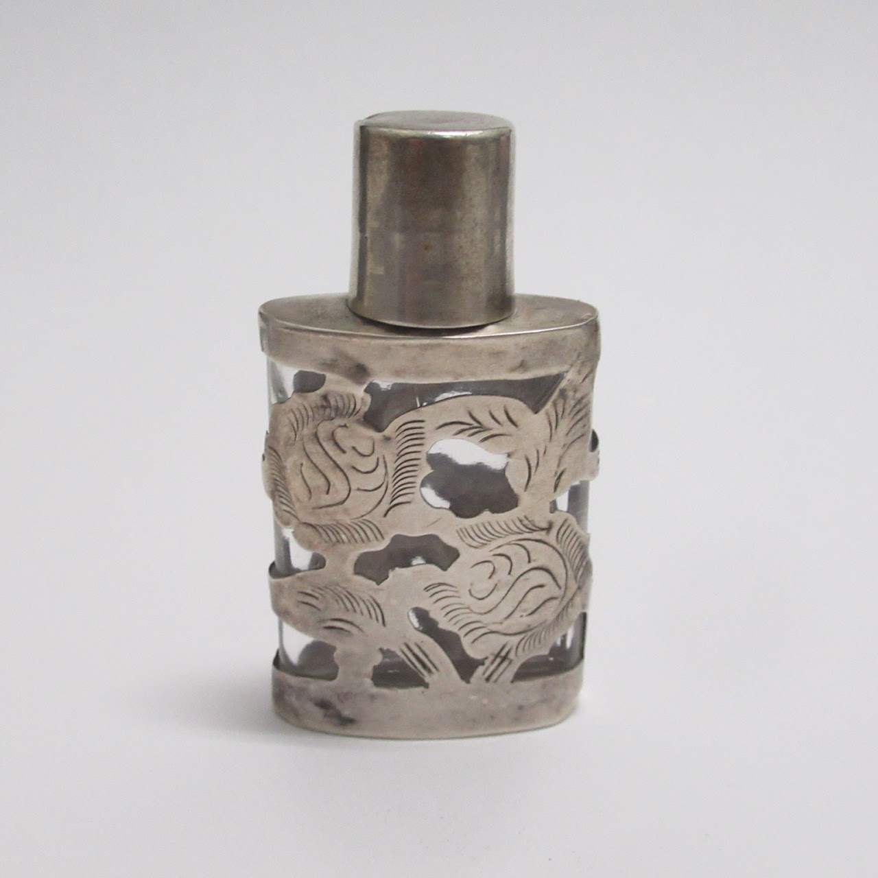 Sterling Silver & Glass Vintage Fragrance Bottle