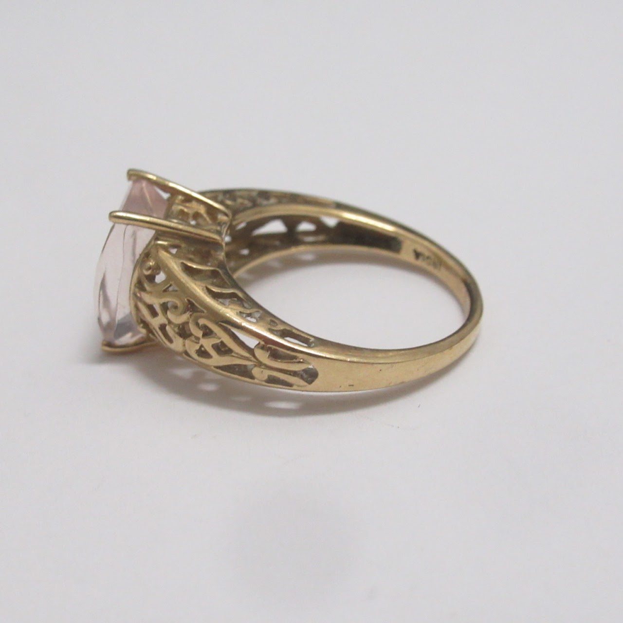 10K Gold & Clear Pink Stone Ring