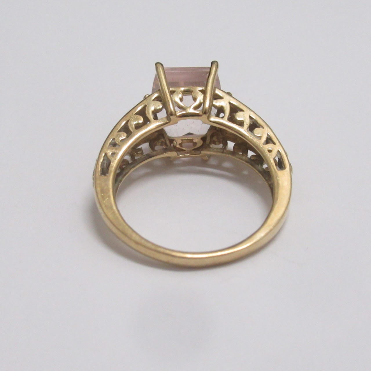 10K Gold & Clear Pink Stone Ring