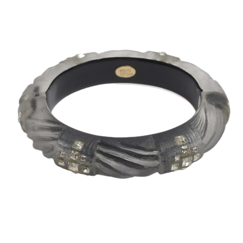 Alexis Bittar Grey Lucite & Rhinestone Bracelet