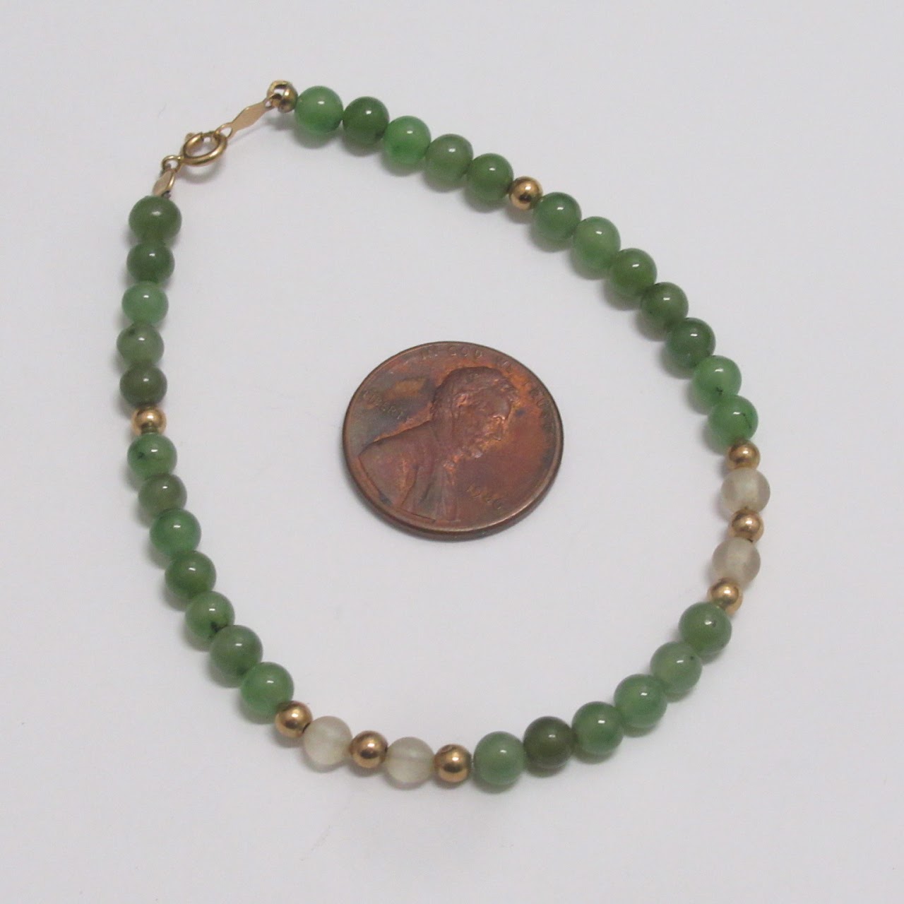 14K Gold & Jade Bead Bracelet