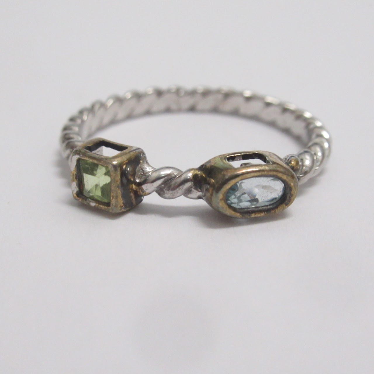 Sterling Silver Green & Blue Stone Ring