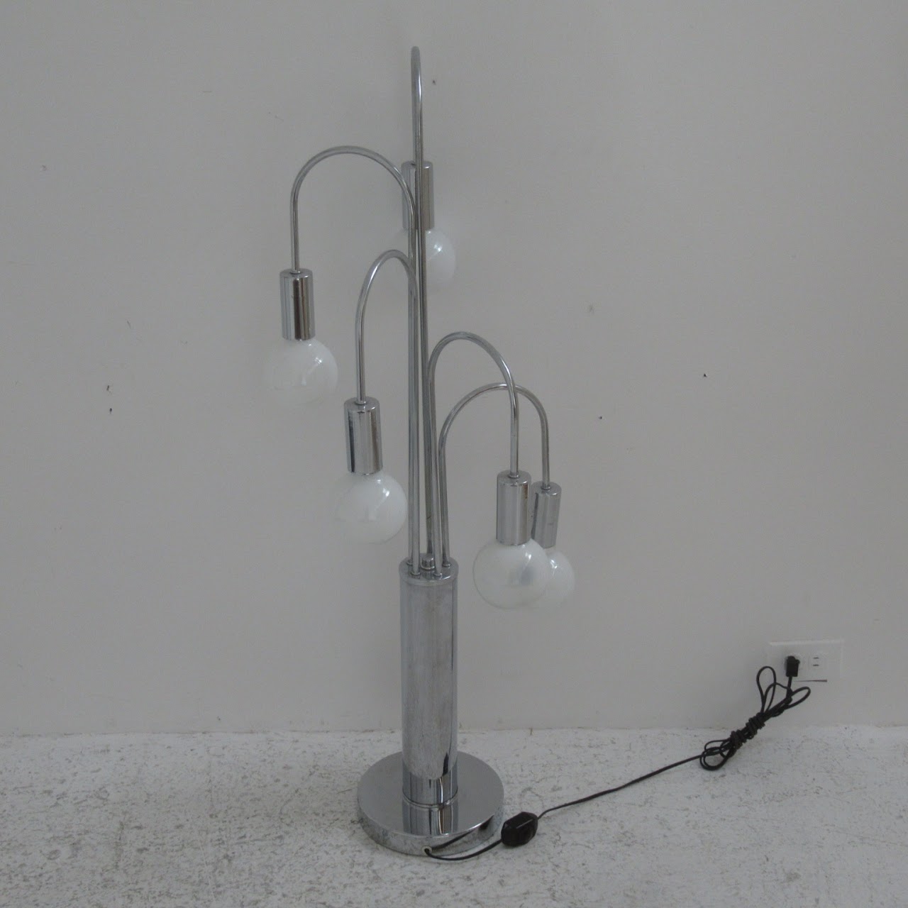 Vintage Five-Bulb Raindrop Chrome Table Lamp