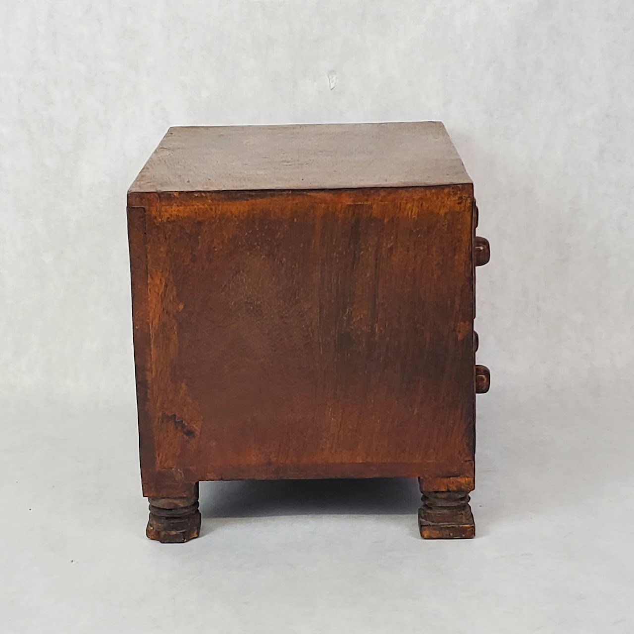 Hand Carved Wood Tabletop Chest of Drawers