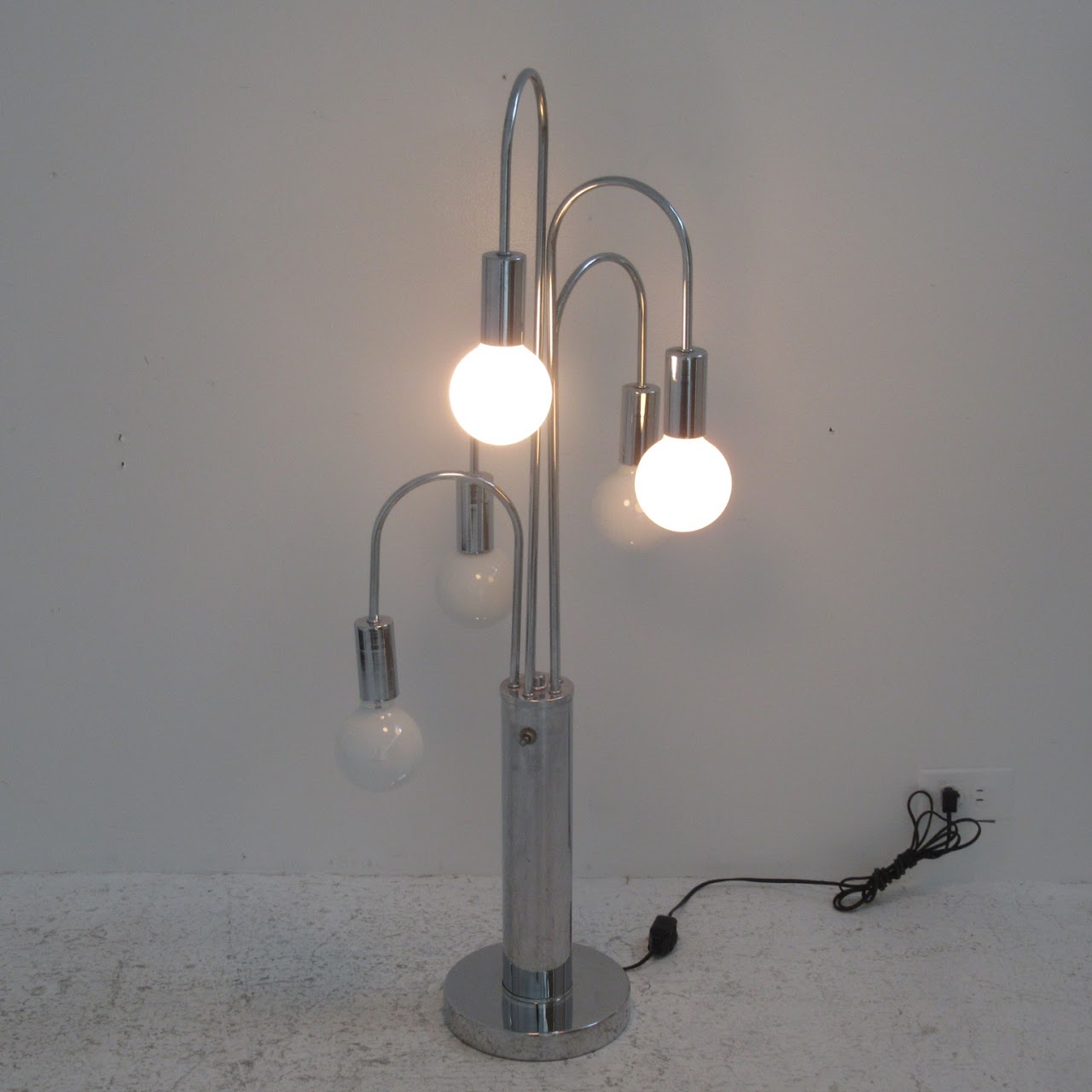 Vintage Five-Bulb Raindrop Chrome Table Lamp