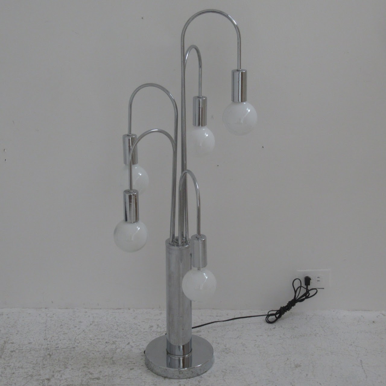 Vintage Five-Bulb Raindrop Chrome Table Lamp