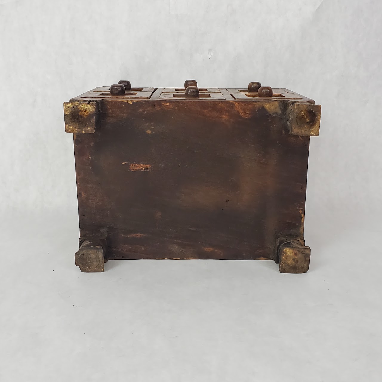 Hand Carved Wood Tabletop Chest of Drawers