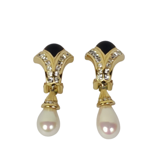 Christian Dior "Pearl" Drop Clip Earrings