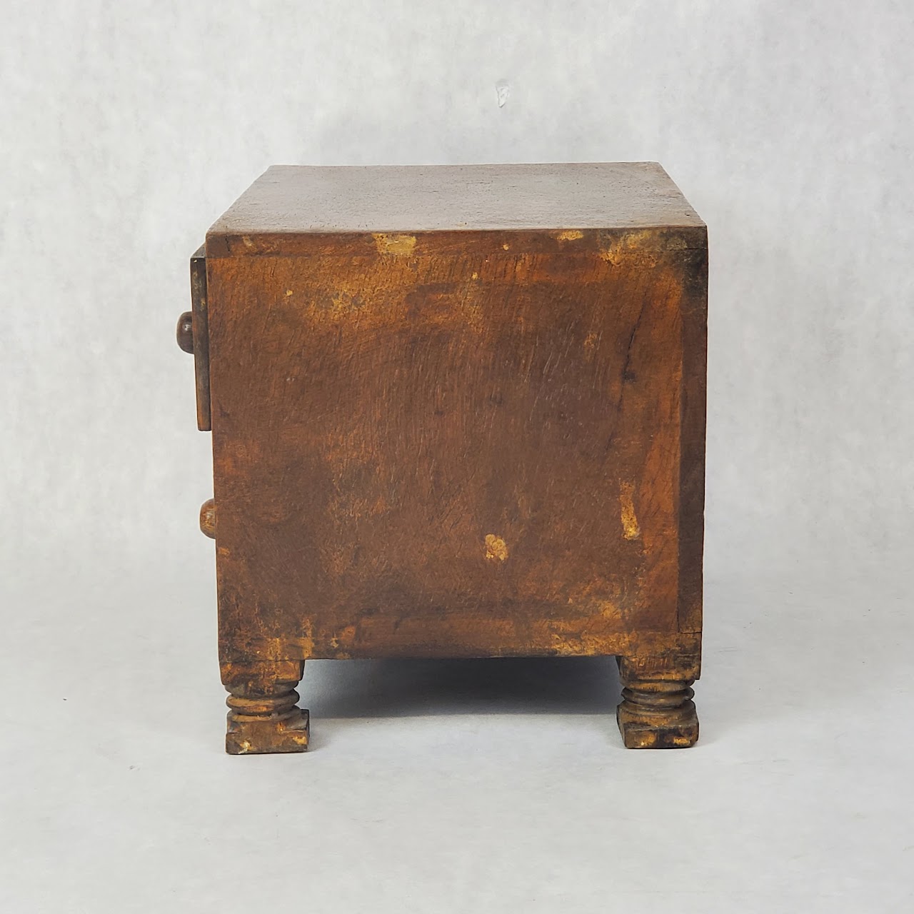 Hand Carved Wood Tabletop Chest of Drawers