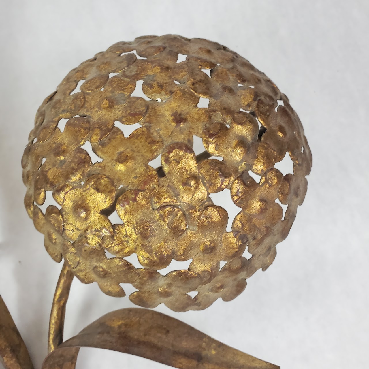 Mid-Century Gilded Hydrangea Wall Hanging Pair