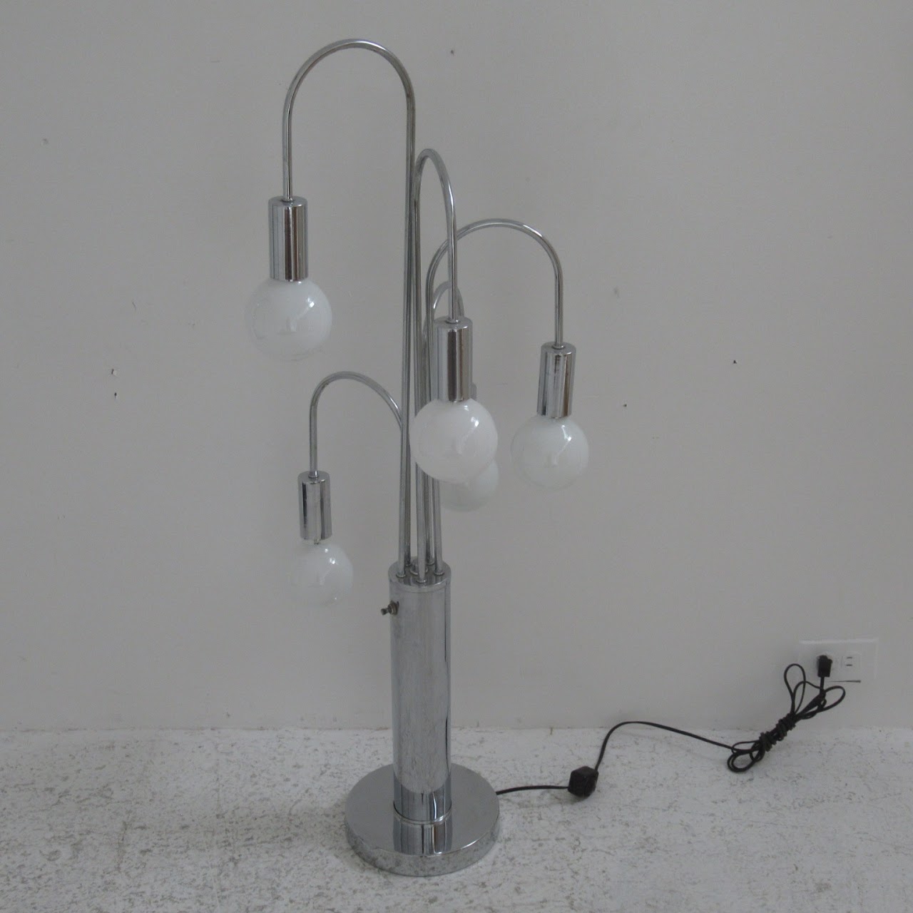 Vintage Five-Bulb Raindrop Chrome Table Lamp