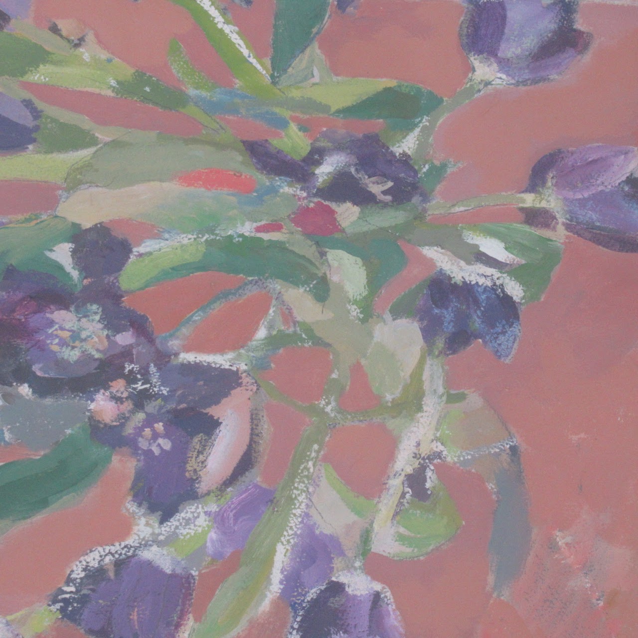 Signed Violet Floral Painting