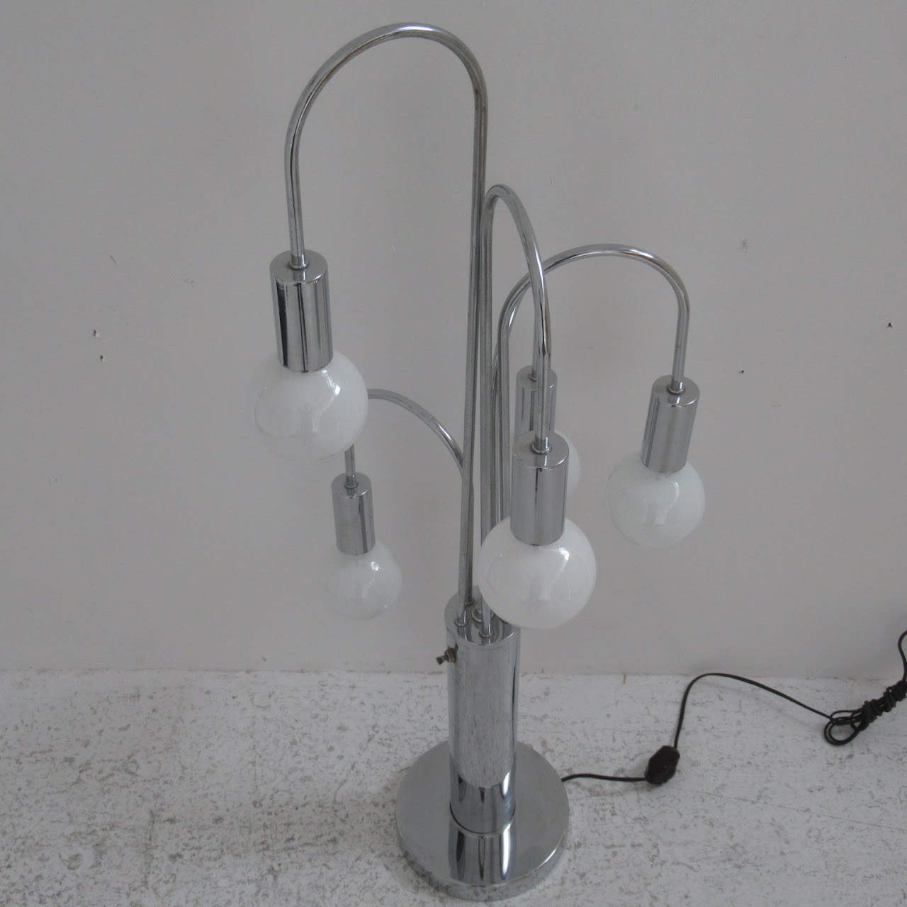 Vintage Five-Bulb Raindrop Chrome Table Lamp