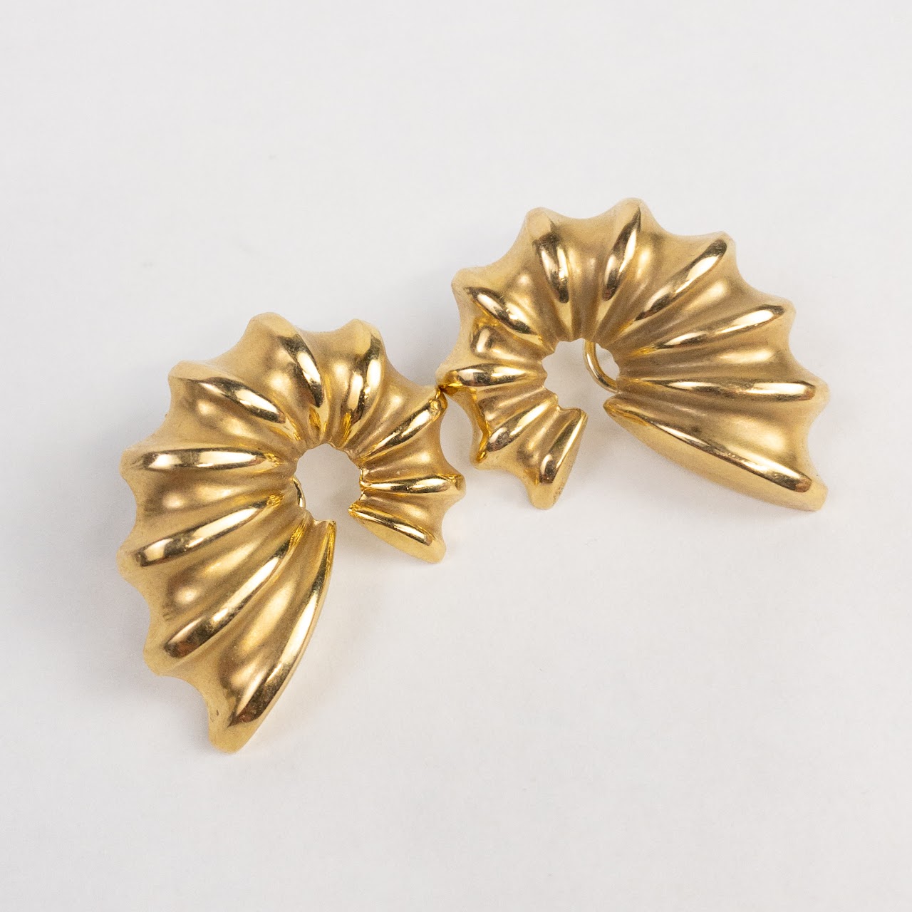 14K Gold Ridged Earrings