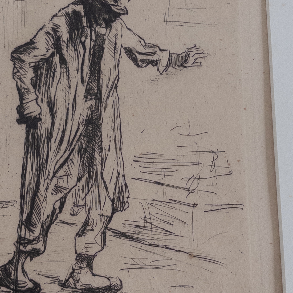 Jozef Israels Signed 'Stumbling Old Man' Etching