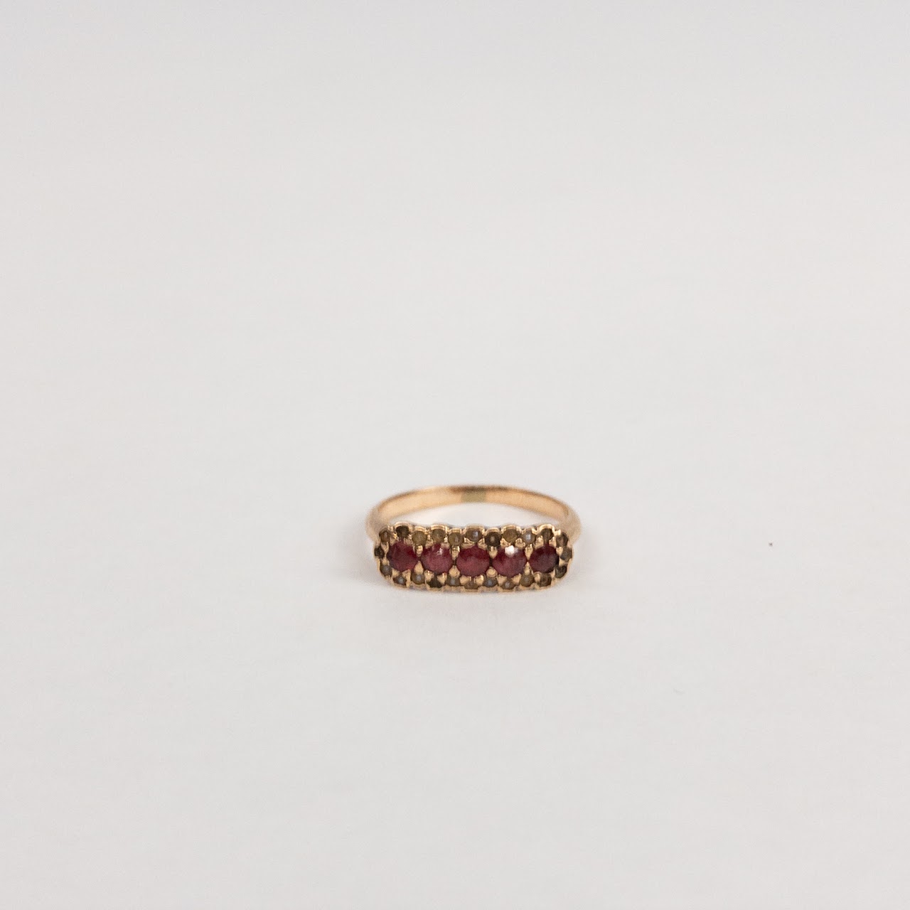 Vintage 10K Gold  Pearl and Pink Stone Ring