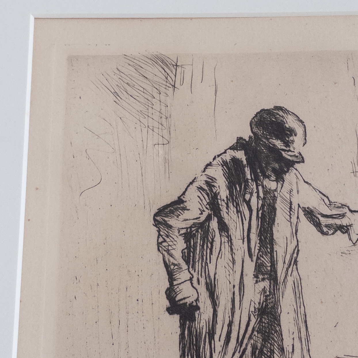 Jozef Israels Signed 'Stumbling Old Man' Etching