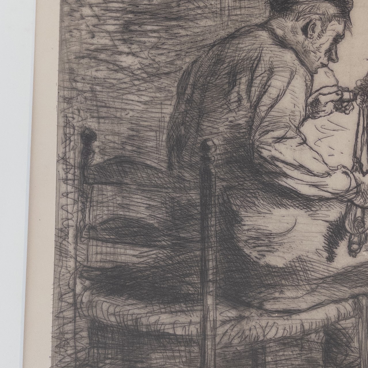 Jozef Israels Signed 'The Smoker' Etching