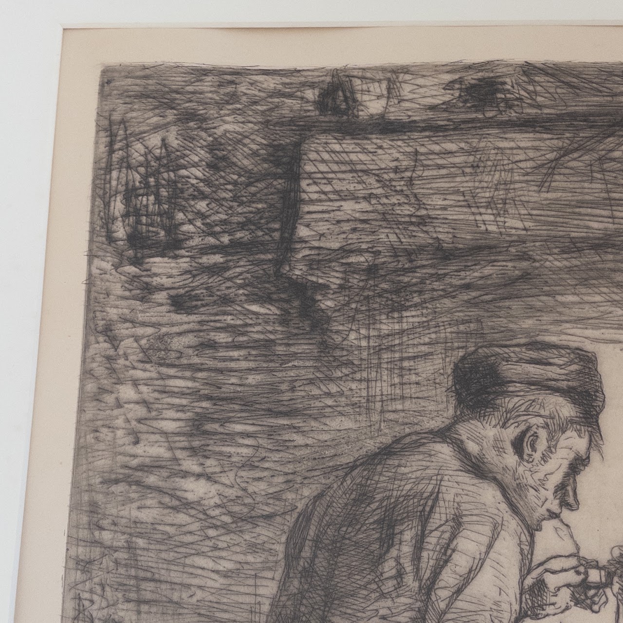 Jozef Israels Signed 'The Smoker' Etching