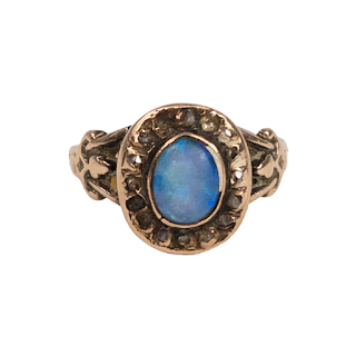 Vintage Art Nouveau 10K Gold  Opal Ring