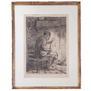 Jozef Israels Signed 'The Smoker' Etching