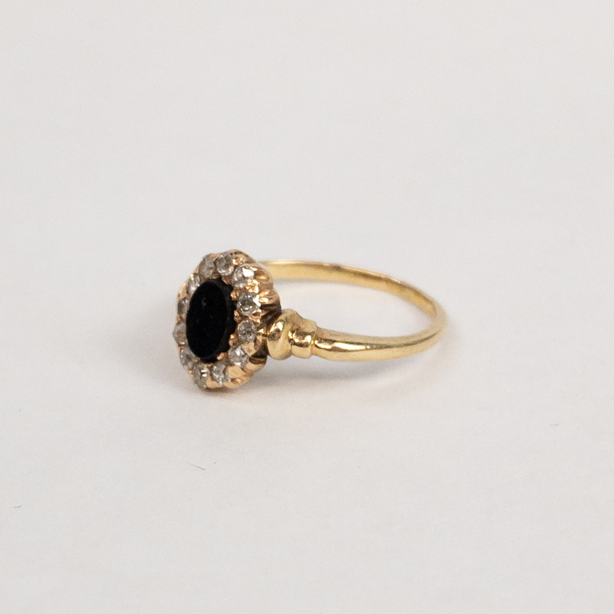 Vintage Deco 14K Gold  Onyx and Diamond Ring