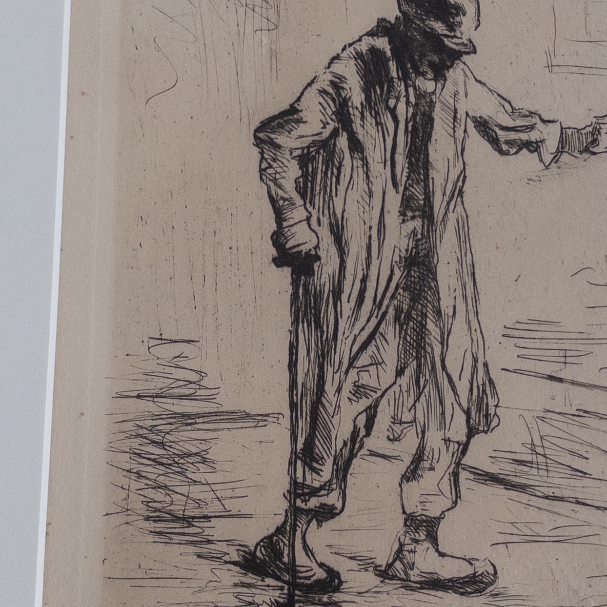 Jozef Israels Signed 'Stumbling Old Man' Etching