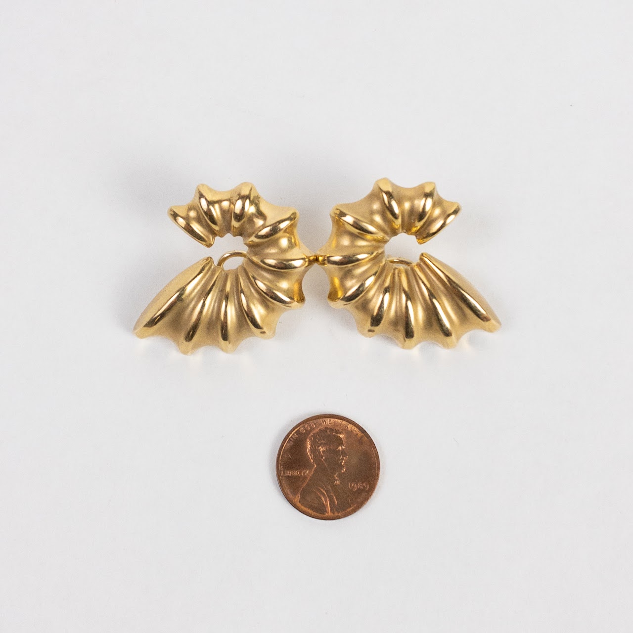 14K Gold Ridged Earrings