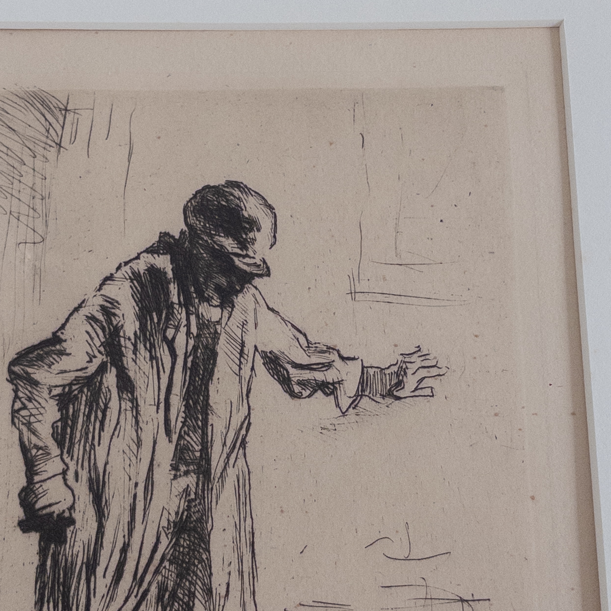 Jozef Israels Signed 'Stumbling Old Man' Etching