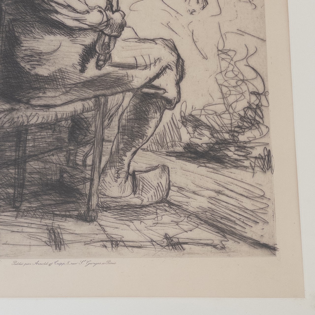 Jozef Israels Signed 'The Smoker' Etching