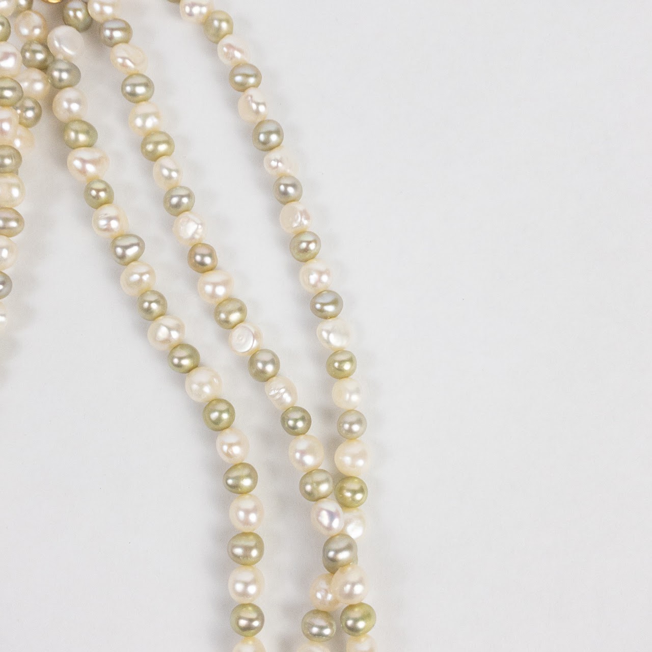 Multicolor Pearl and 14K Gold Triple Strand Necklace