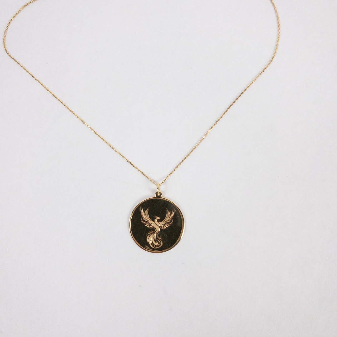 14K Gold Phoenix Pendant Necklace