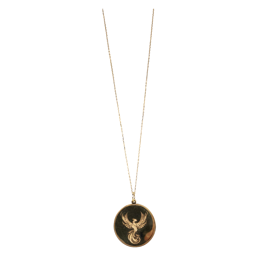 14K Gold Phoenix Pendant Necklace