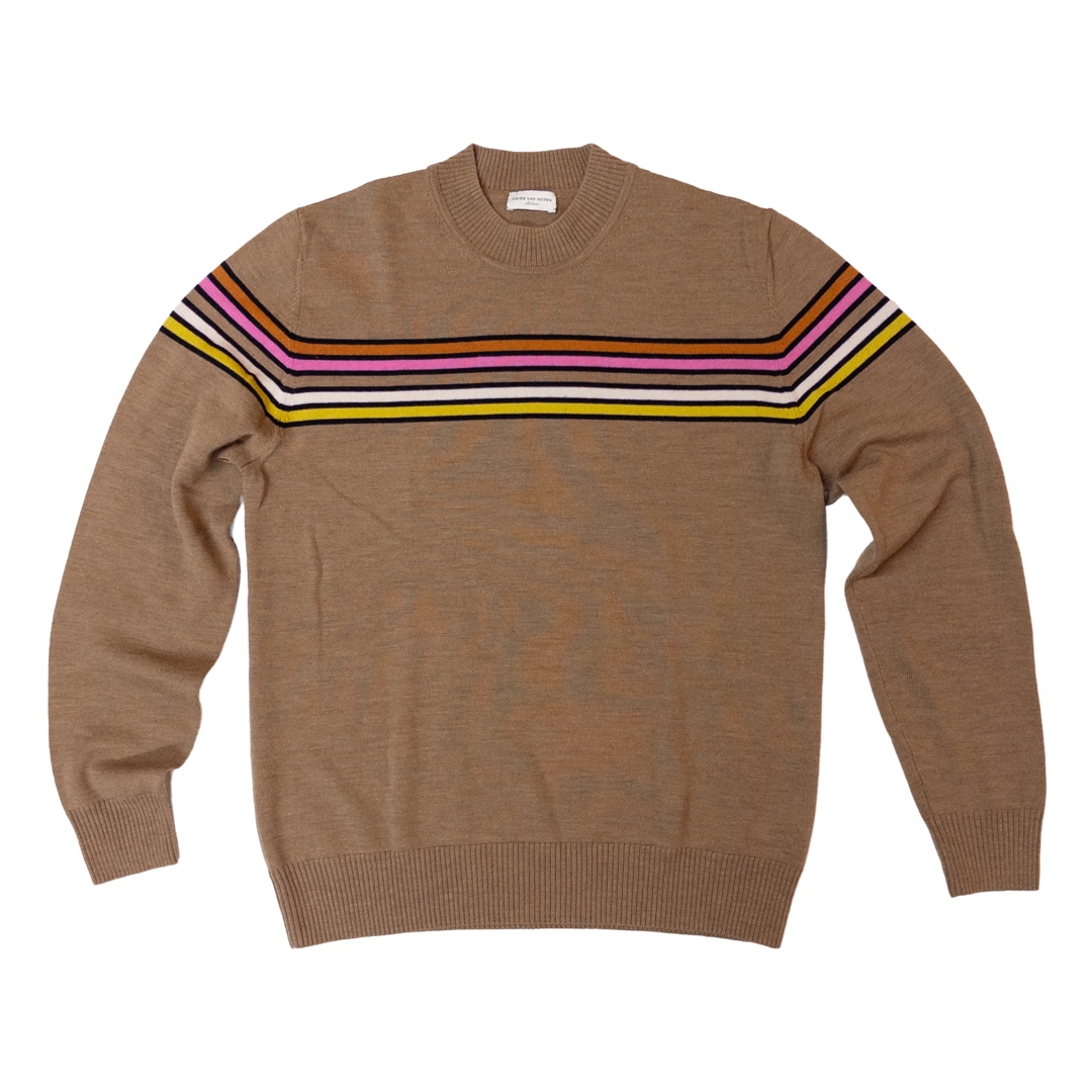 Dries Van Noten Striped Brown Sweater