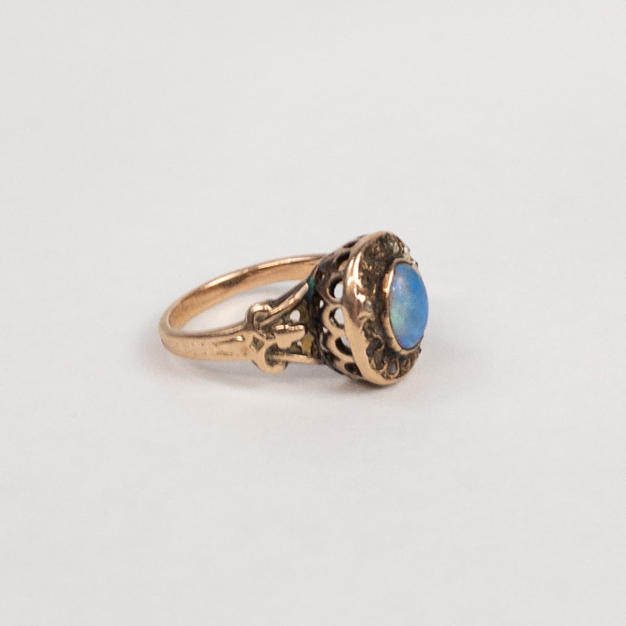 Vintage Art Nouveau 10K Gold  Opal Ring