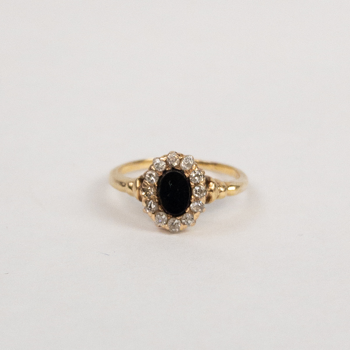 Vintage Deco 14K Gold  Onyx and Diamond Ring