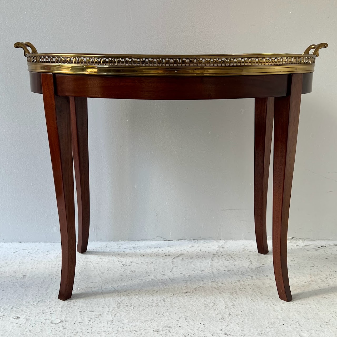 French Style Mahogany Hand Painted Oval Accent Table