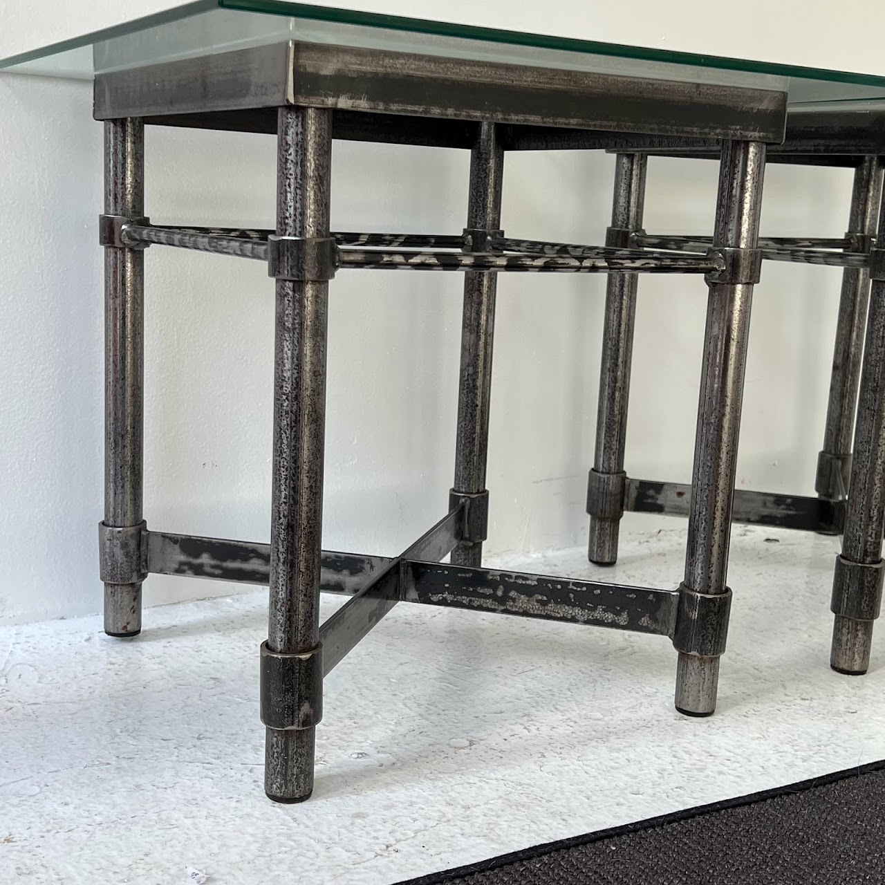 Steel X-Base End Table Pair