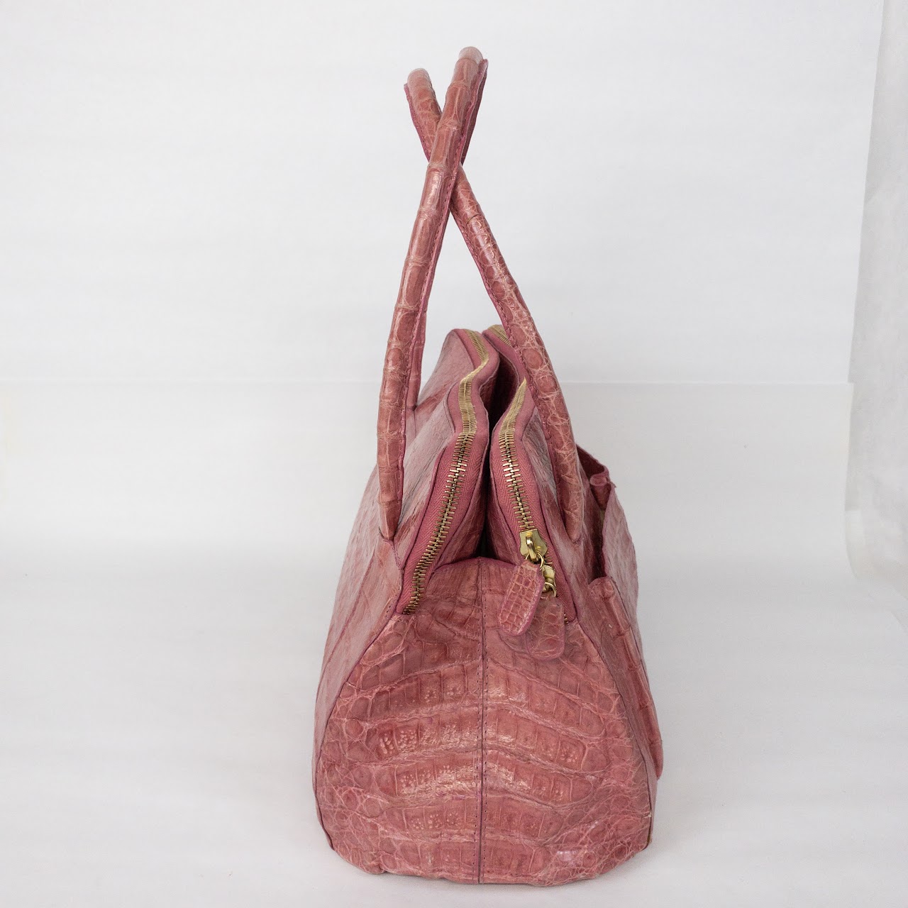 Nancy Gonzalez Pink Crocodile Hand Bag