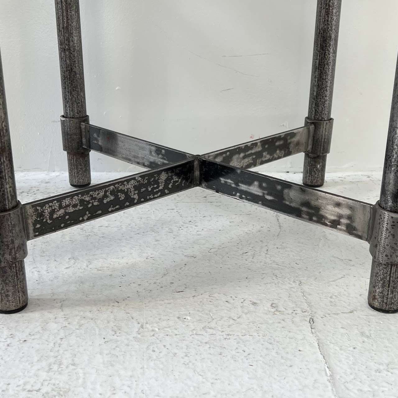 Steel X-Base End Table Pair