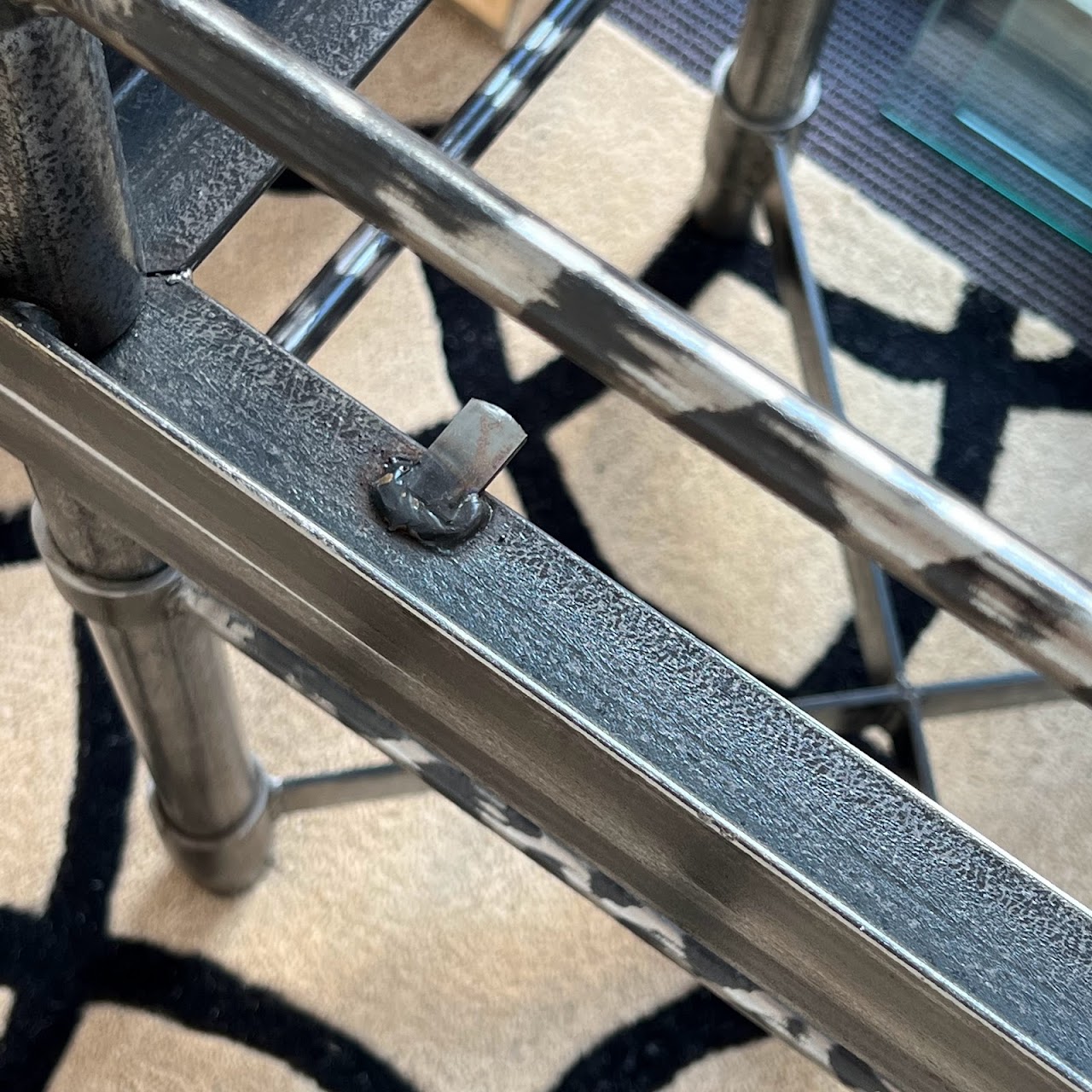 Steel X-Base End Table Pair