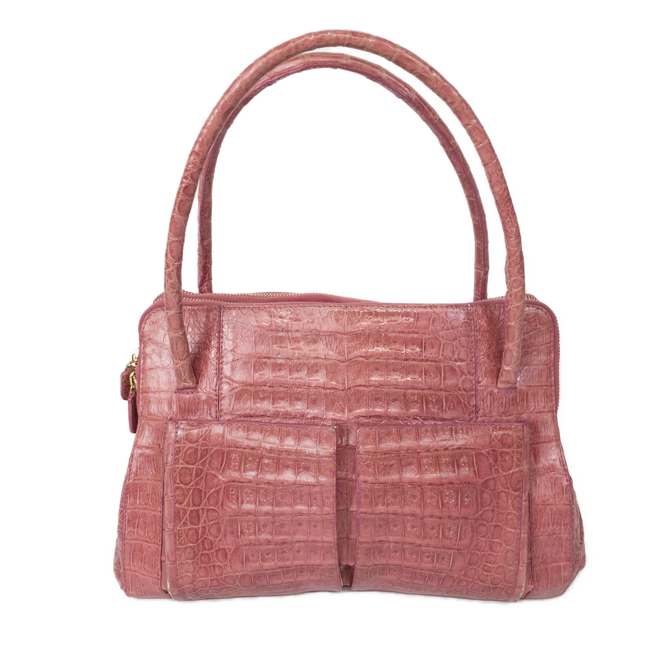 Nancy Gonzalez Pink Crocodile Hand Bag