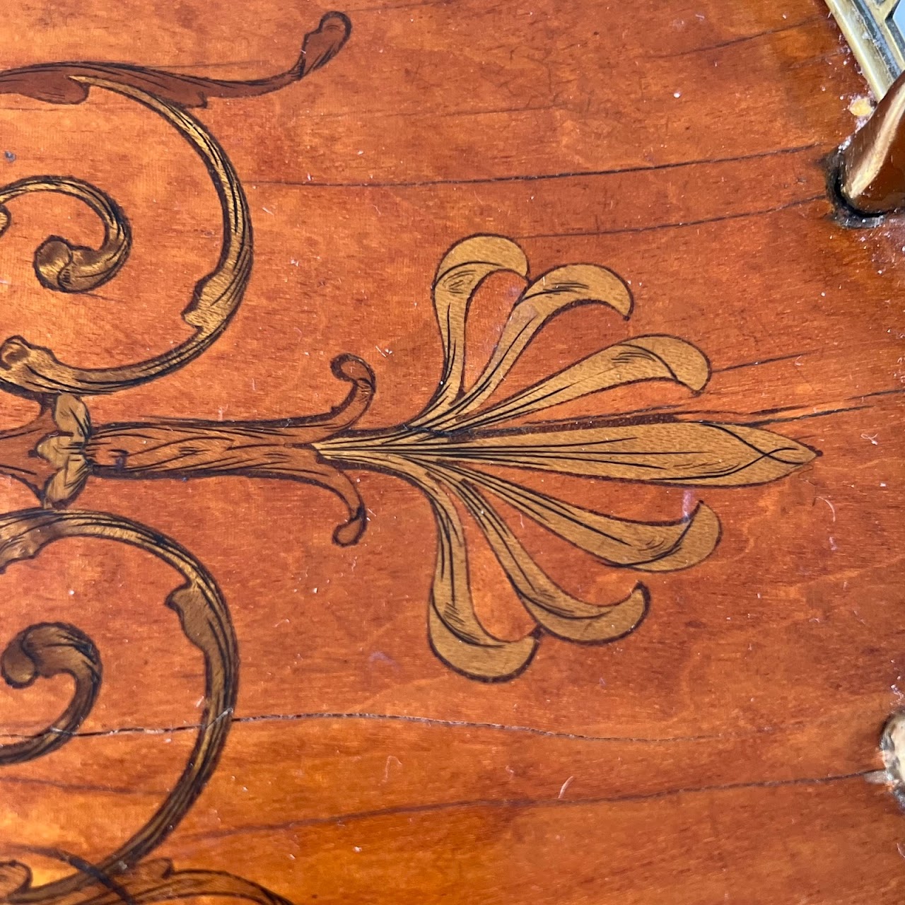 French Style Mahogany Hand Painted Oval Accent Table