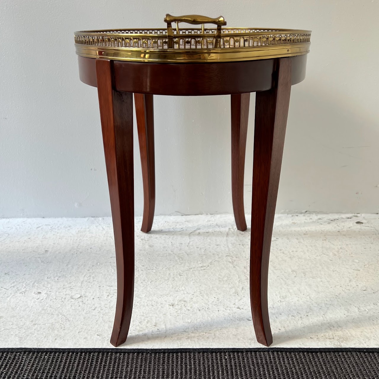 French Style Mahogany Hand Painted Oval Accent Table