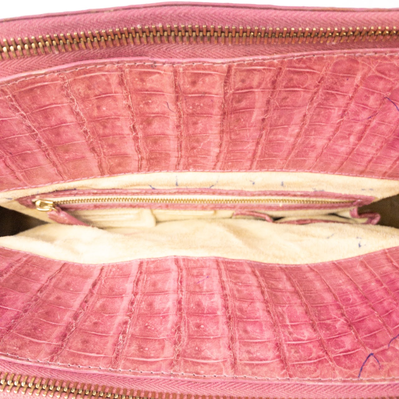 Nancy Gonzalez Pink Crocodile Hand Bag