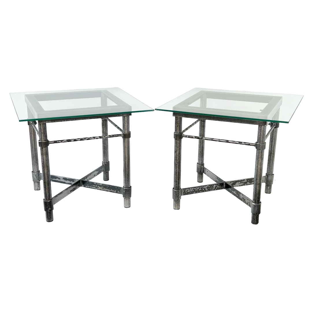 Steel X-Base End Table Pair