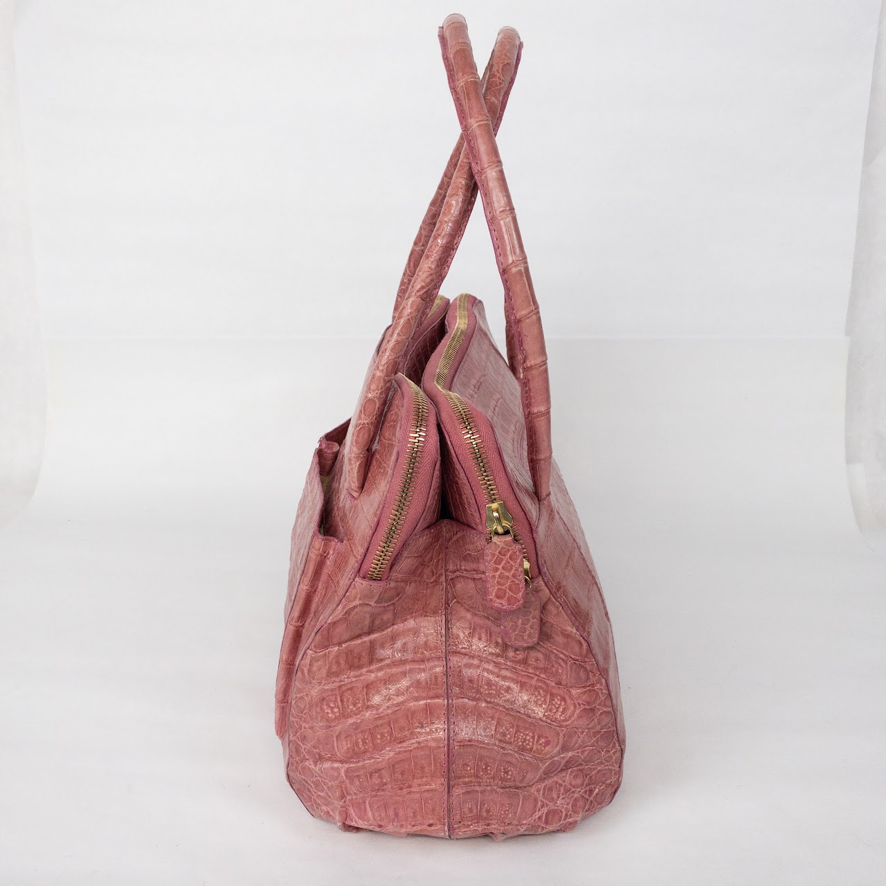 Nancy Gonzalez Pink Crocodile Hand Bag