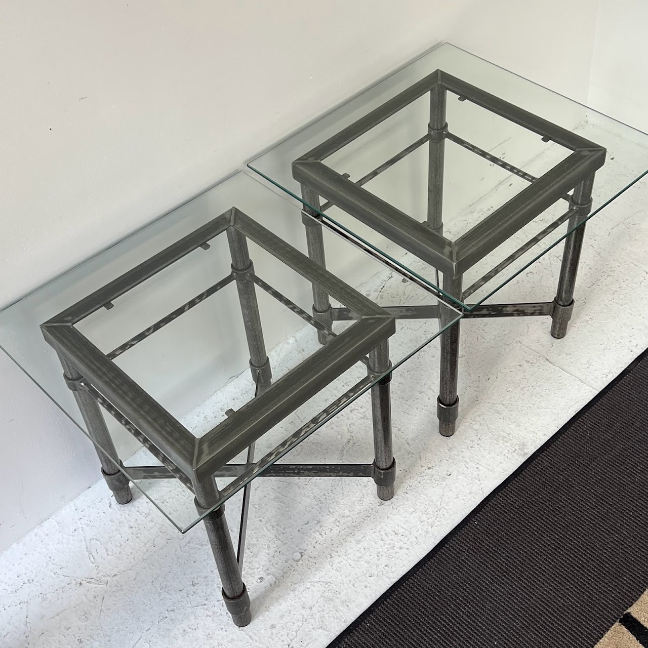 Steel X-Base End Table Pair