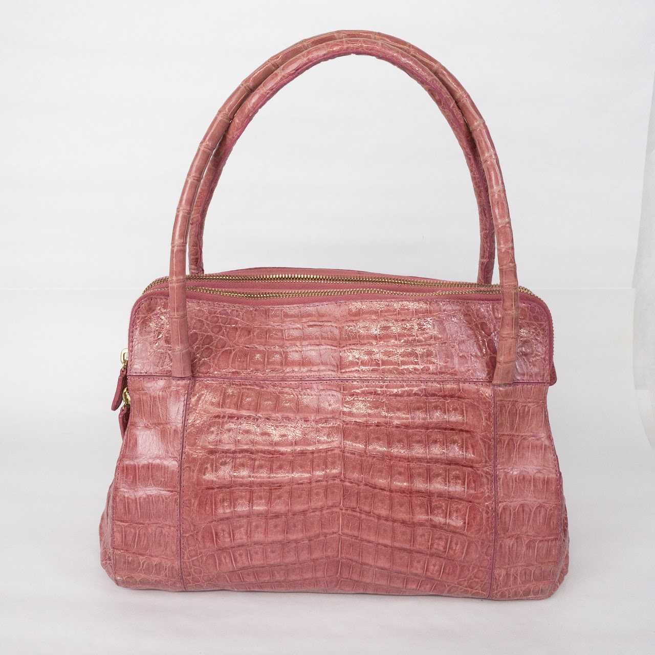 Nancy Gonzalez Pink Crocodile Hand Bag