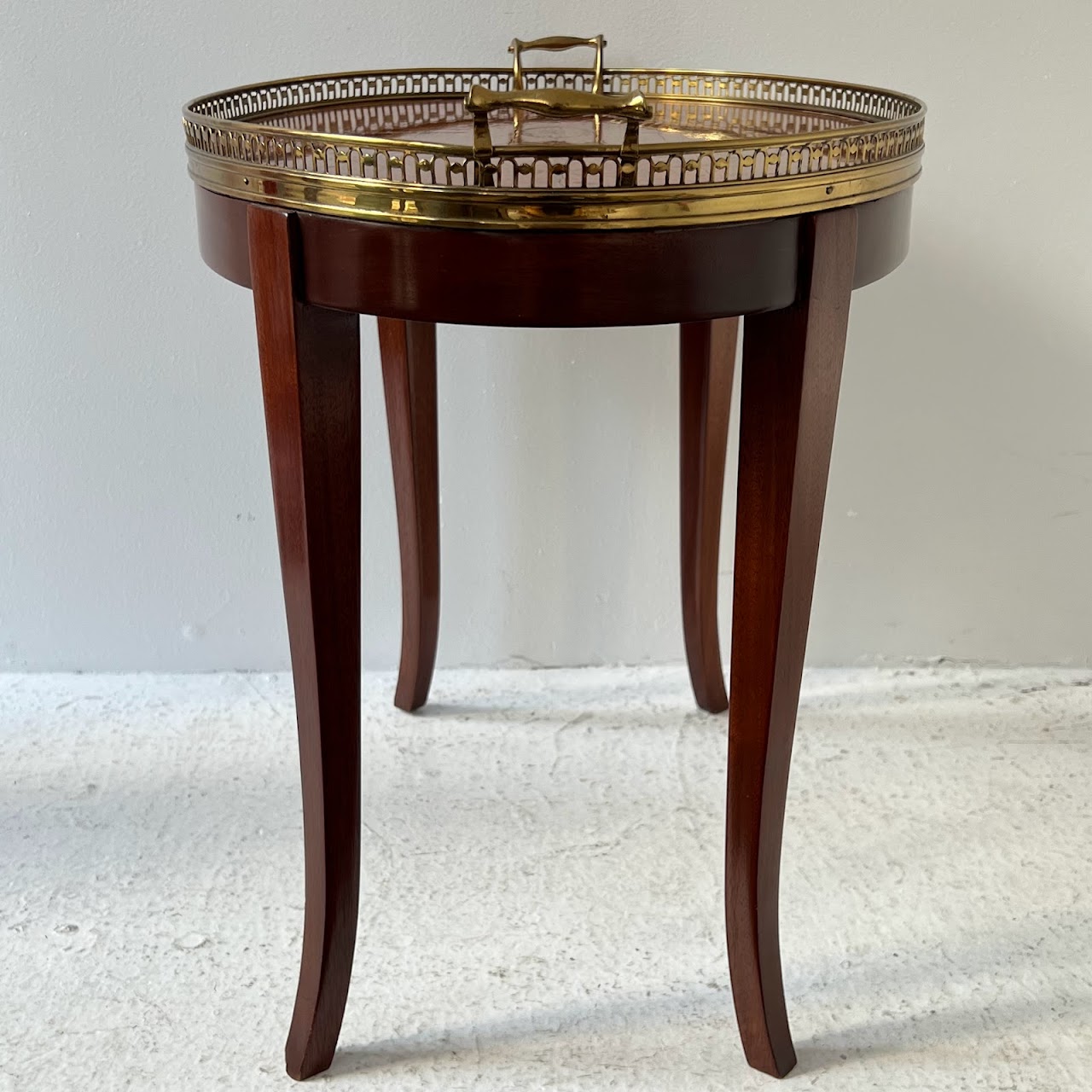 French Style Mahogany Hand Painted Oval Accent Table